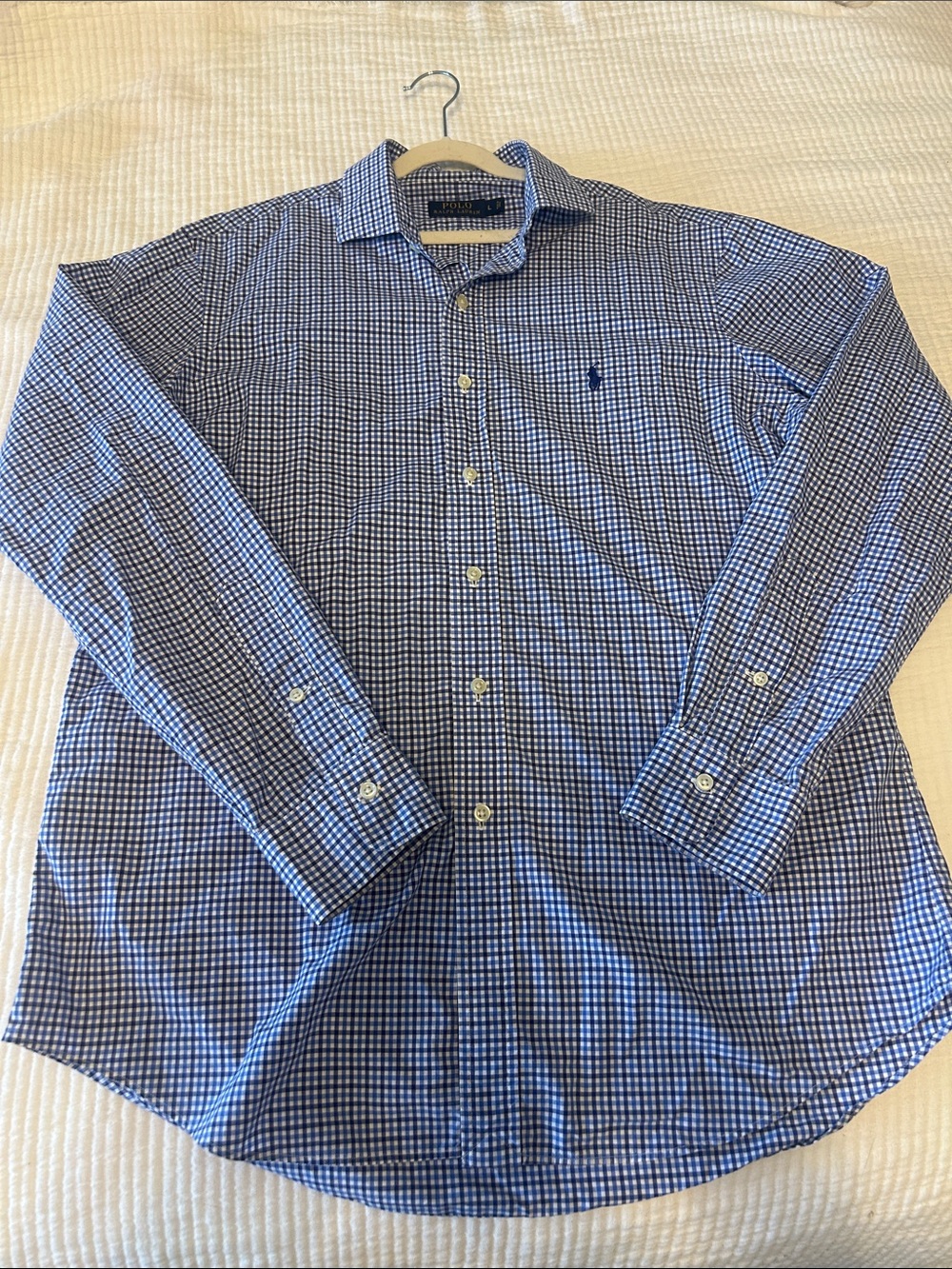 Polo by Ralph Lauren Navy and White Gingham Dress Shirt